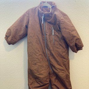 H&M 18m Brown Bear Print Snowsuit